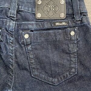 Sz27 Miss Me Signature Super Skinny Dark Wash Clear/silver sequence VGUC